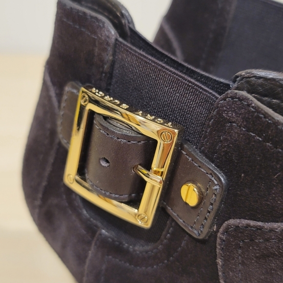 Tory Burch "Adrienne Chelsea" Suede Wedge Booties - Sz 5M US - Picture 4 of 11